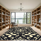 Elegant Black Cream Gothic Quatrefoil Rug
