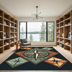 Vintage Compass Earth Tone Diamond Rug