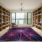 Neon Starburst Abstract Radiant Pink Blue Rug