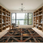 Industrial Rusty Metal Geometric Frame Rug