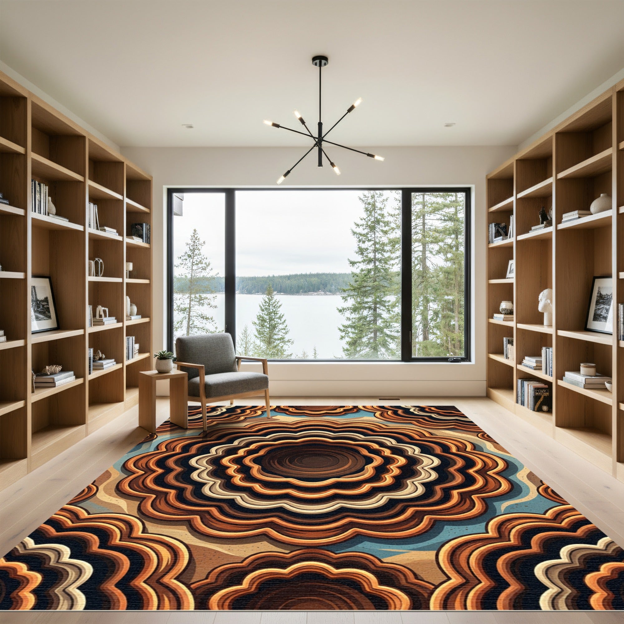 Brown Orange Agate Waves Rug