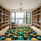 Radiant Golden Currency Explosion Focal Point Rug