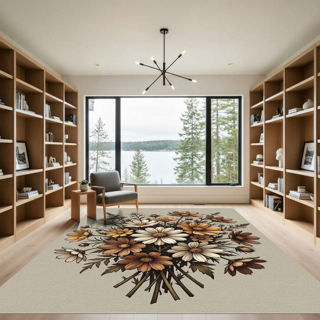 Earthy Bouquet Floral Arrangement Rug