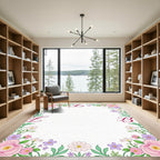 Pastel Floral Corner Border Accents Rug