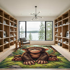 Whimsical Baby Chimp Jungle Portrait Rug