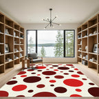 Red Crimson Polka Dot Circles Rug