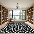 Monochromatic Chevron Geometric Collage Rug