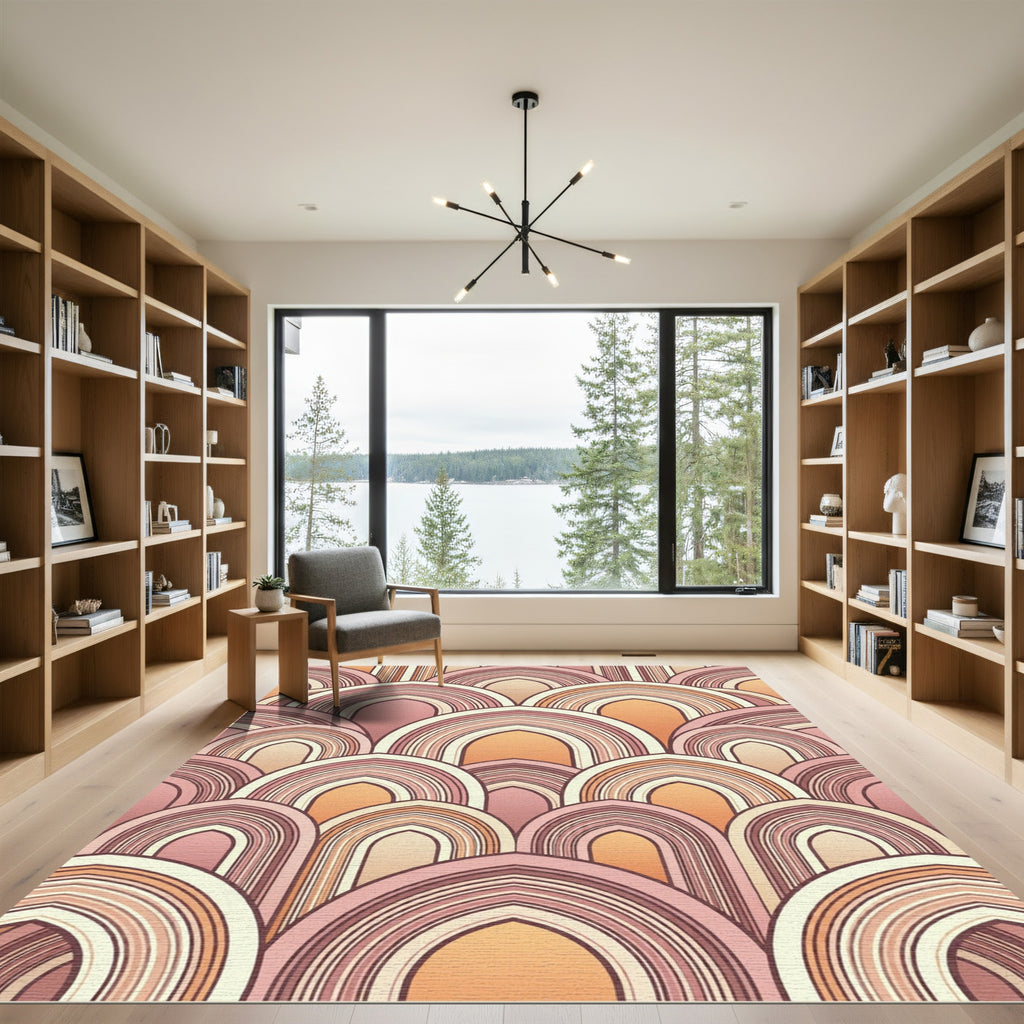 Retro Sunset Arch Layered Art Deco Rug