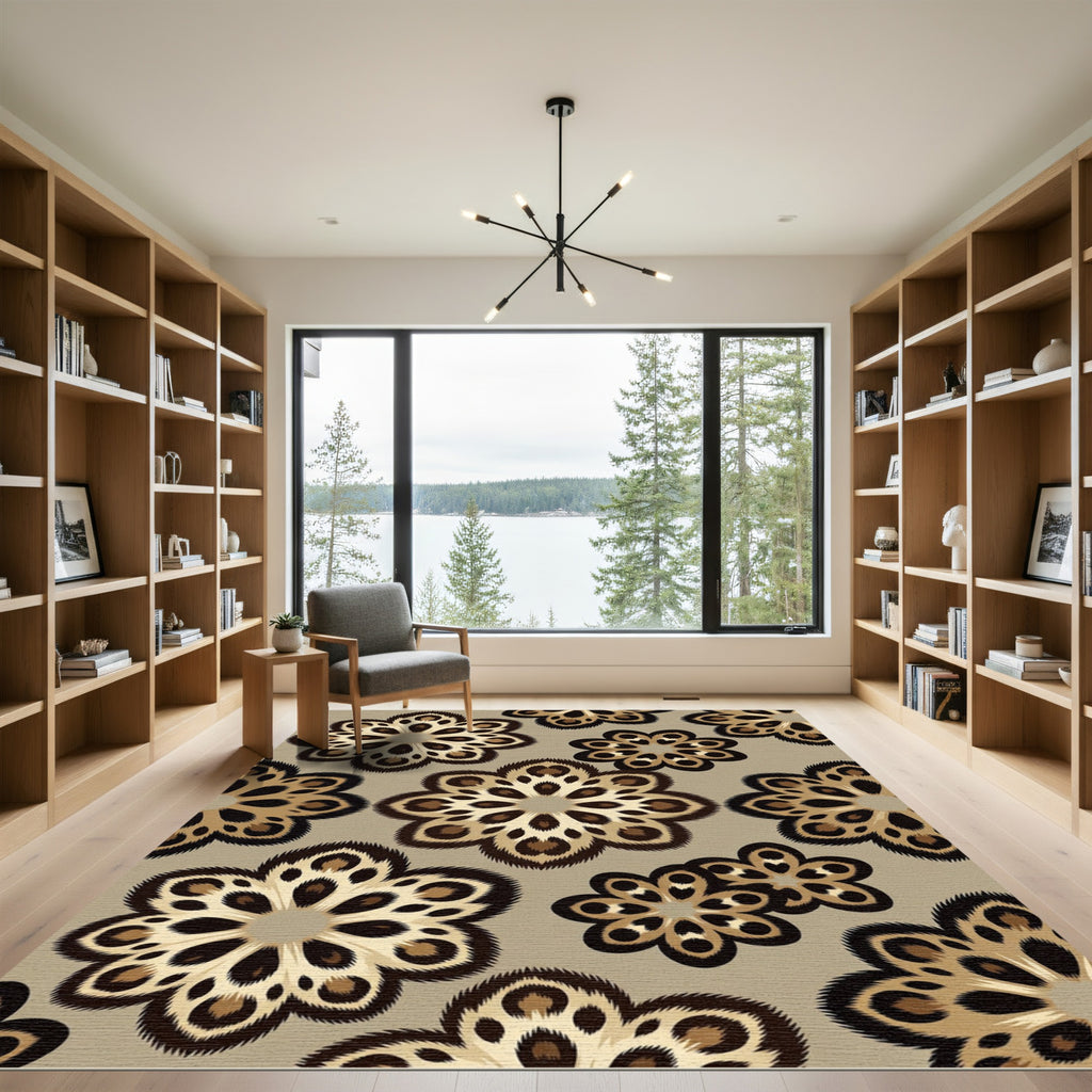 Leopard Bloom Floral Medallion Rug