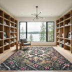 Pink Floral Lattice Garden Vines Rug