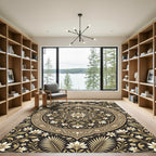 Antique Gold Floral Medallion Composition Rug