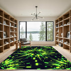 Luminous Neon Green Geometric Burst Rug