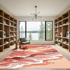 Crimson Sunset Ocean Wave Rug