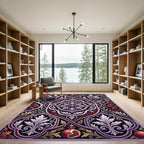 Crimson Pomegranate Floral Scrollwork Rug