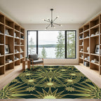 Emerald Green Geometric Starburst Rug