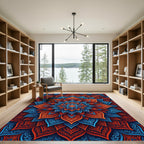 Vibrant Luminous Flame Indigo Mandala Rug