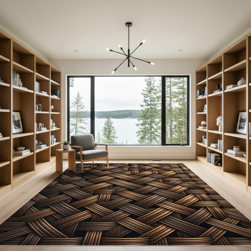 Bronze Interwoven Linear Texture Rug