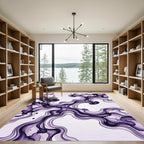 Fluid Violet Abstract Ink Flow Rug
