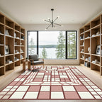Terracotta Cubist Grid Illusion Rug