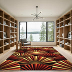 Imperial Red Gold Fan Waves Rug