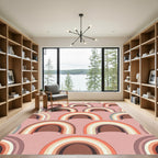 Retro Boho Rainbow Arch Pink Rug