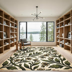 Vintage Botanical Olive Sage Floral Vine Rug