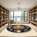 Celestial Gold Sun and Moon Phase Rug