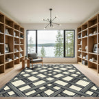 Rustic Gray Wood Lattice Diagonal Rug