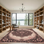Vintage Rose Floral Medallion Frame Rug