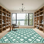 Sage Green Interlocking Lattice Grid Rug