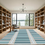 Teal Blue Pencils Repeating Row Rug