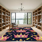Pink Gold Crowned Stars Twinkle Rug