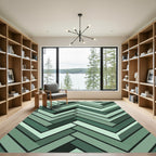 Emerald Green Herringbone Geometric Rug