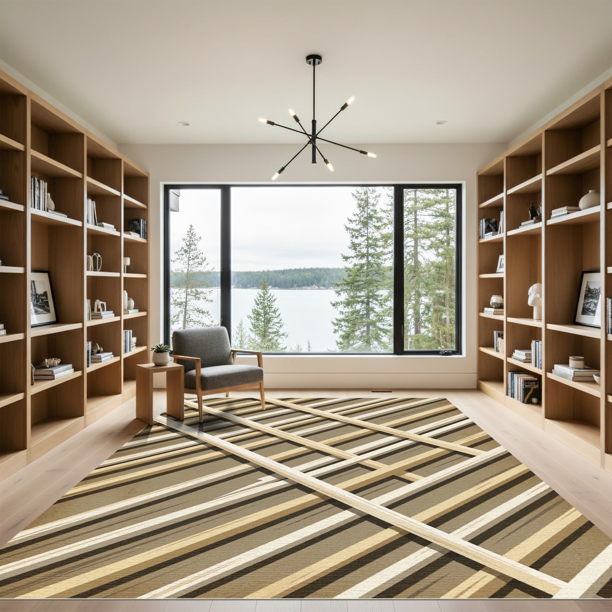 Rustic Intersecting Wood Stripe Rug
