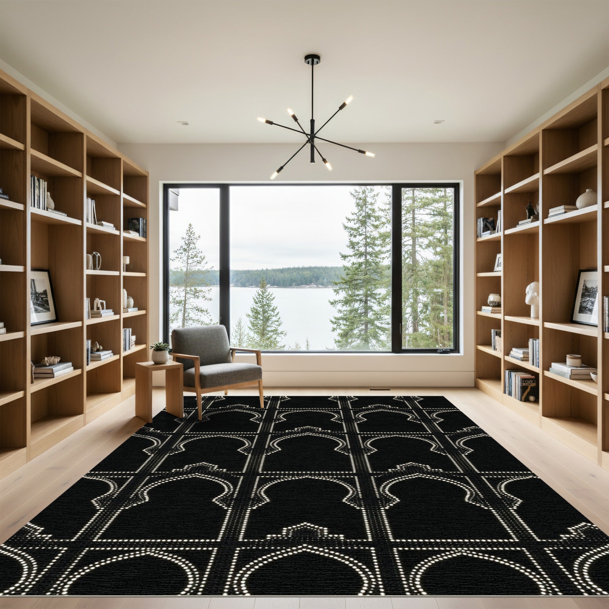 Black White Archway Lattice Rug