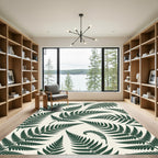 Lush Green Tropical Fern Leaf Rug