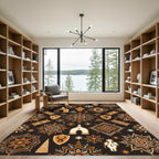 Earthy Amber Folk Celestial Geometric Rug