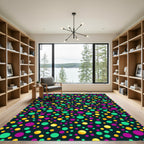 Vibrant Golden Teal and Purple Polka Dot Rug