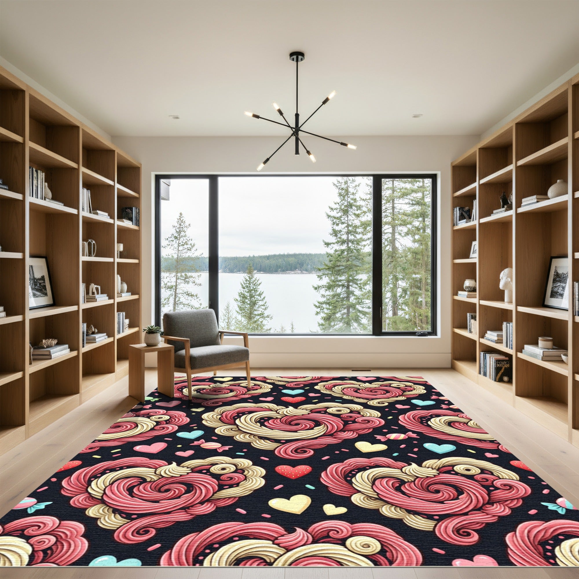 Sweet Swirl Hearts Candy Confetti Rug