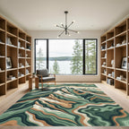 Earthy Sage Topographic Mountain Landscape Rug
