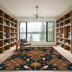 Golden Sun Tribal Crosses Feathers Rug
