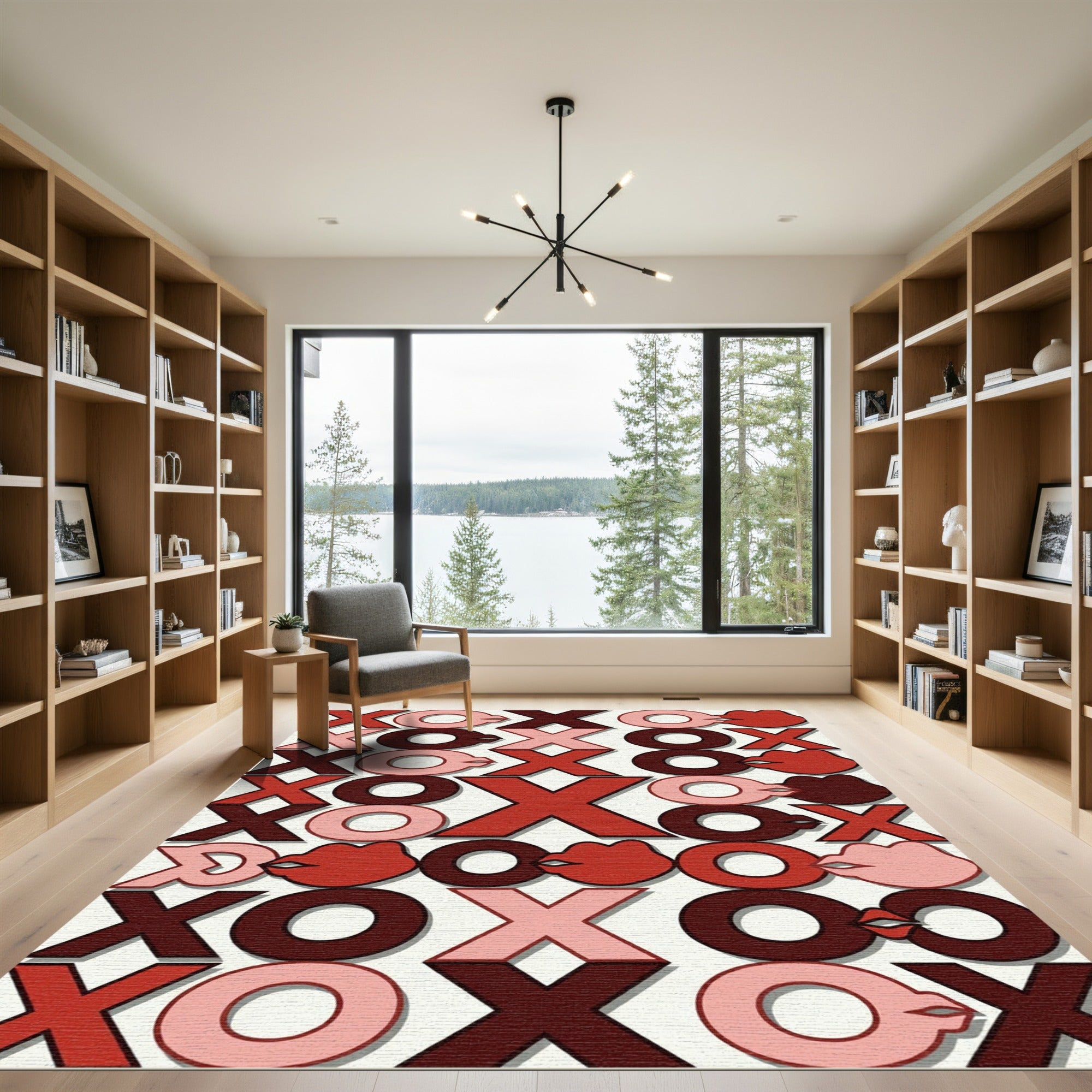 Red XOXO Kiss Lips Collage Rug