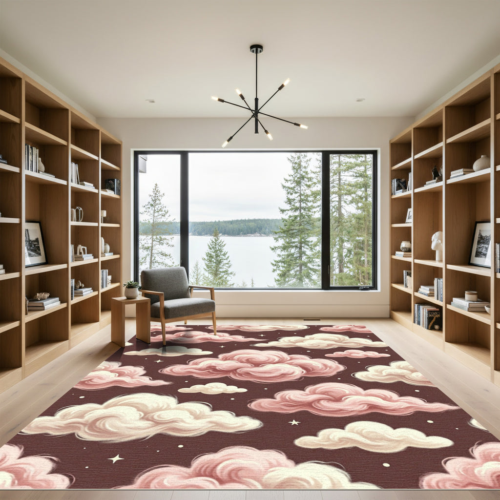 Dreamy Pastel Pink Cloudy Celestial Sky Rug