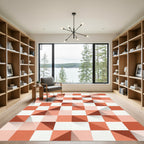 Geometric Terracotta and White Abstract Quilt Rug