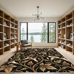 Antique Gold Floral Vine Swirl Rug