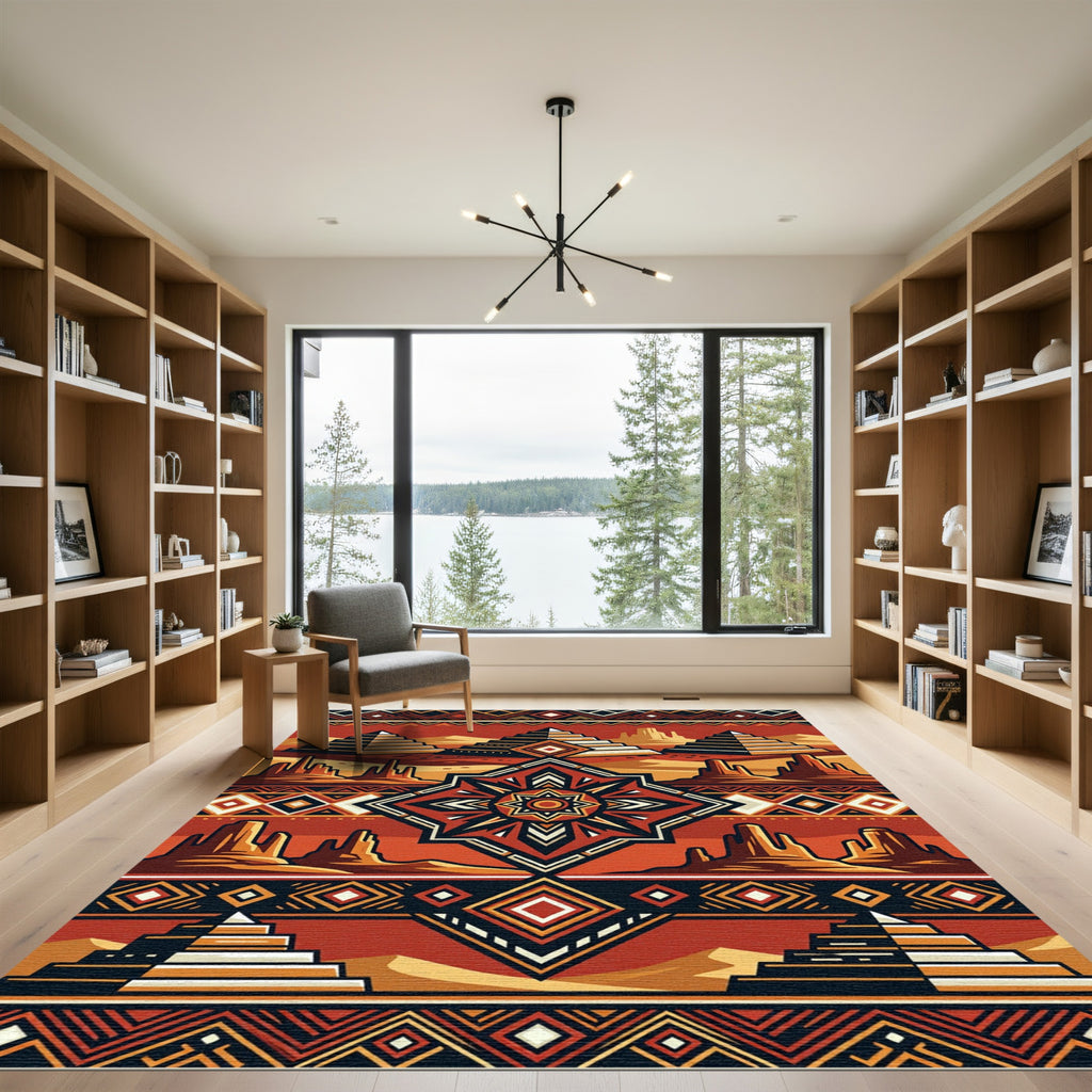 Desert Pyramids Terracotta Geometric Rug