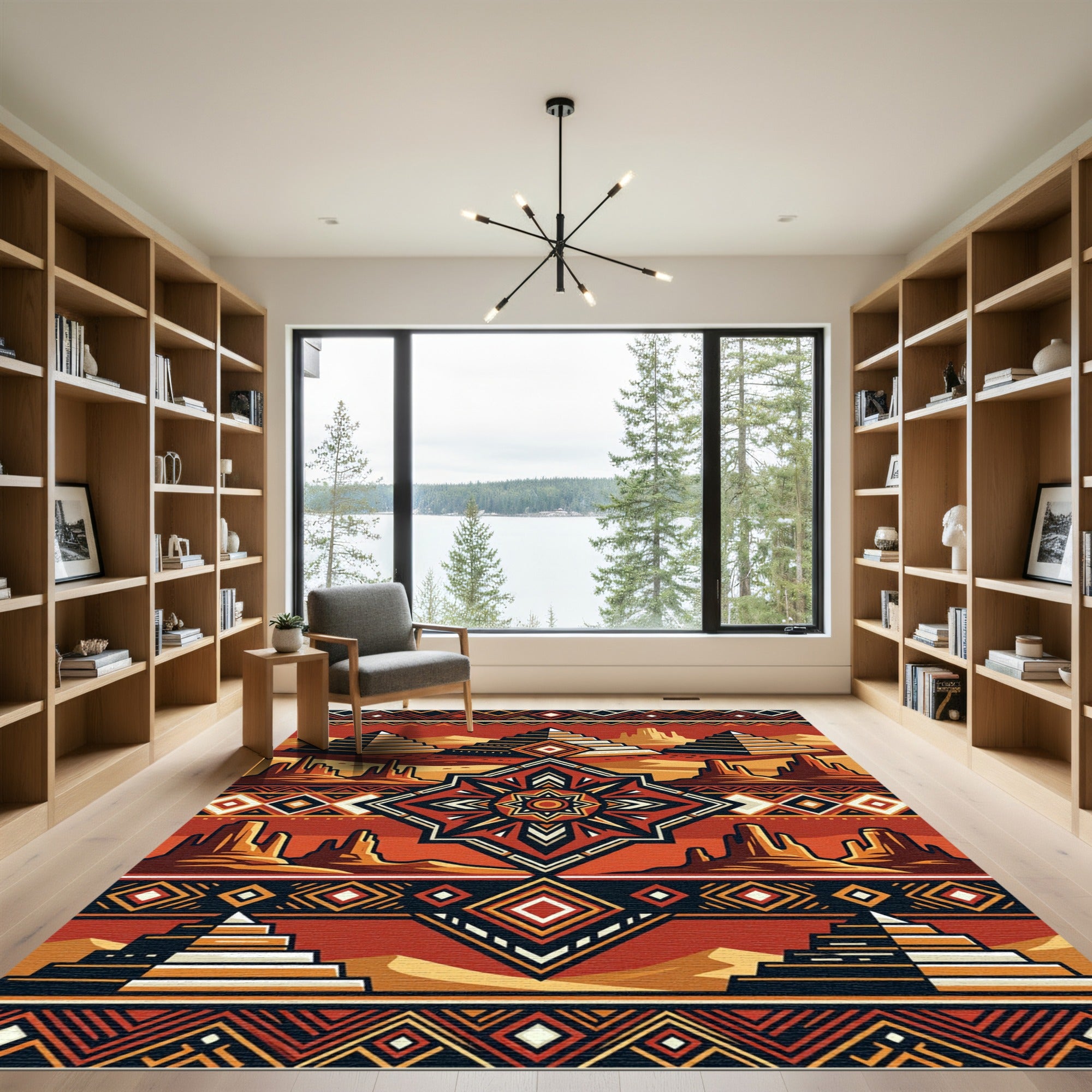 Desert Pyramids Terracotta Geometric Rug