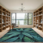 Emerald Teal Fern Frond Arrangement Rug