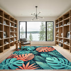 Vibrant Tropical Monstera Leaf Botanical Rug