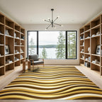 Elegant Metallic Gold Wavy Lines Rug